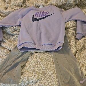 Nike Kids Lavender Sweatshirt and Gray Pants Set